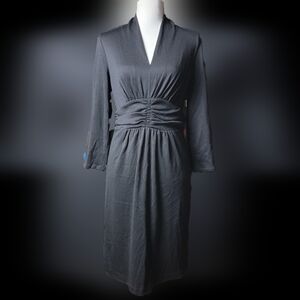 Banana Republic Dress Wool Goth Vibes V Neck Retro Vintage Style 10